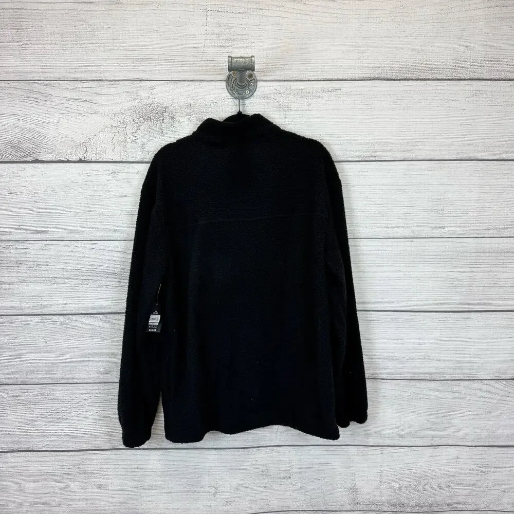 No Boundaries Men's Black Sherpa Oversized Fit Zip Up Jacket Size Medium
